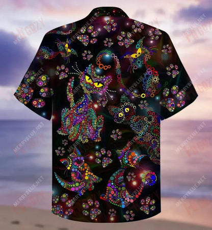 Colorful Cats Short Hawaiian Shirt Summer Hawaiian T Shirts Best Hawaiian Shirts Hawaiian Shirts For Men, Hawaiian Shirt Gift, Christmas Gift