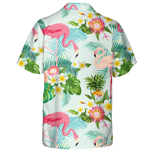 Lovely Flamingo With Vintage Tropical Flowers Hawaiian Shirt,Hawaiian Shirt Gift, Christmas Gift