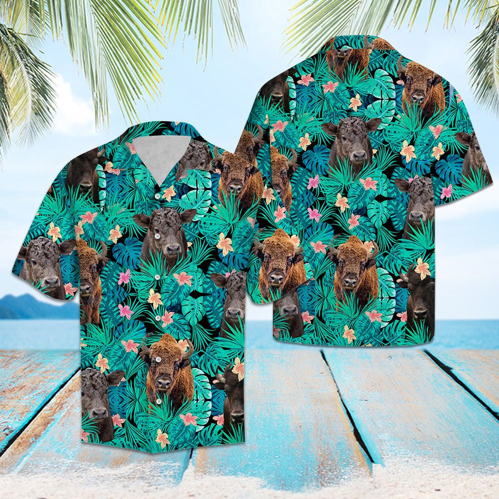 Bison Tropical Palm Leaves Summer Vacation Gift Ideal Hawaiian Shirt, Hawaiian Shirt Gift, Christmas Gift
