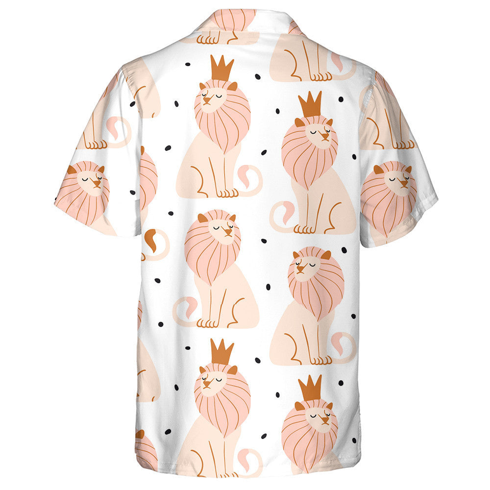 Beautiful Pink Lion With Gold Crown Hawaiian Shirt, Hawaiian For Gift