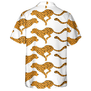 Wild Animals Leopard In Simple Cartoon And Tropical Leaves Hawaiian Shirt, Hawaiian Shirt Gift, Christmas Gift