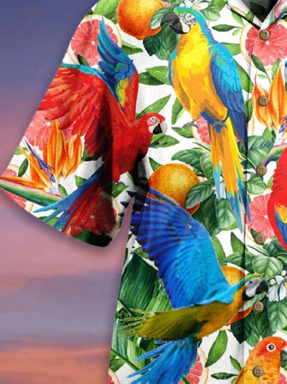 Tropical Parrot Fruit Nice Ornamental Hawaiian Shirt,Hawaiian Shirt Gift, Christmas Gift