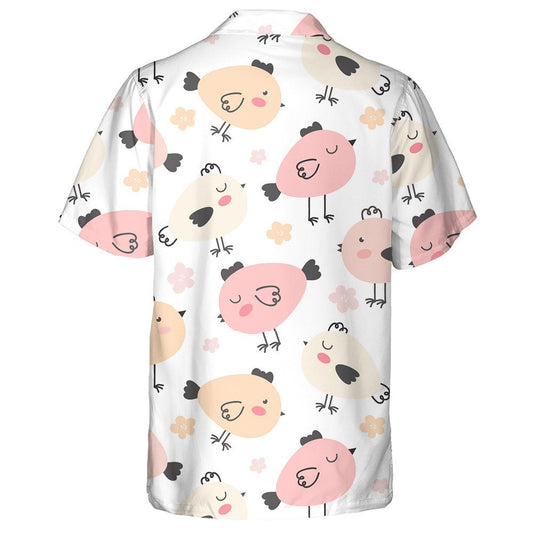 Cte Cartoon Pink Easter Chickens In Various Poses Hawaiian Shirt, Hawaiian Shirt Gift, Christmas Gift