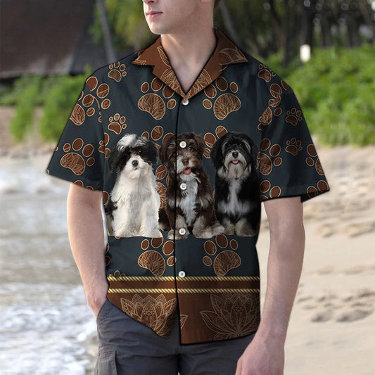 Cutest Havanese Dog Family Floral Paw Pattern Hawaiian Shirt, Hawaiian Shirt Gift, Christmas Gift