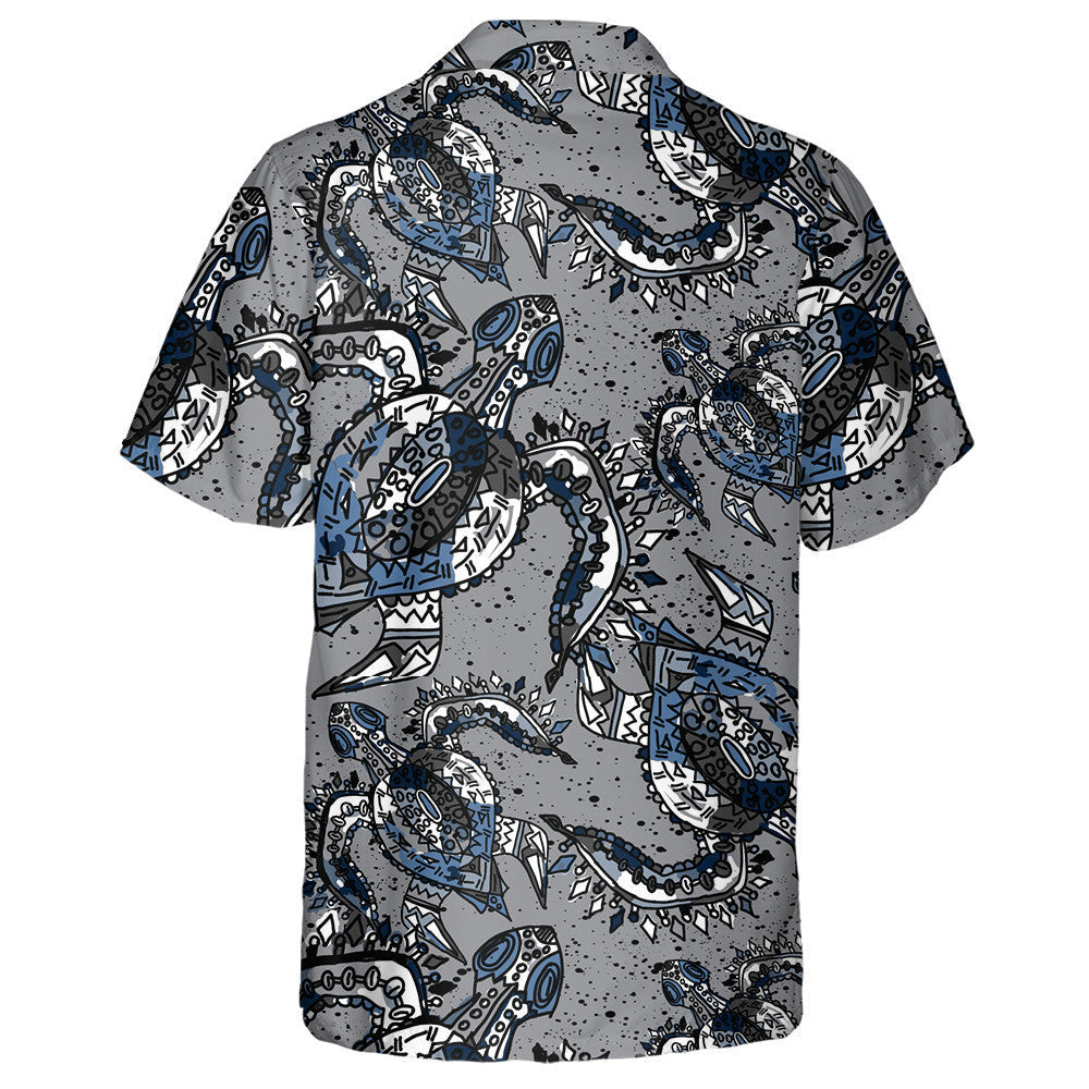 Colorful Abstract Cute Turtle On Grey Hawaiian Shirt, Hawaiian For Gift