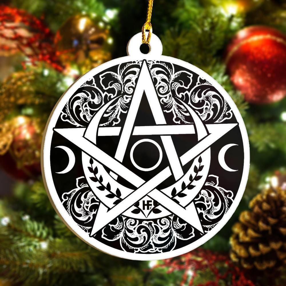 Celtic Pentacle Triple Moon Witch Wicca Ornament, Happy Christmas Ornament, Christmas Gift, Christmas Decoration