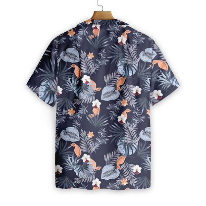 Blue Flower On Blue Background Design Hawaiian Shirt, Hawaiian For Gift