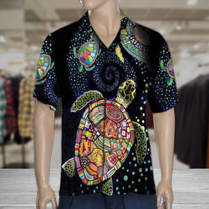 Appealing Boho Turtle In Black Design Hawaiian Shirt, Hawaiian For Gift