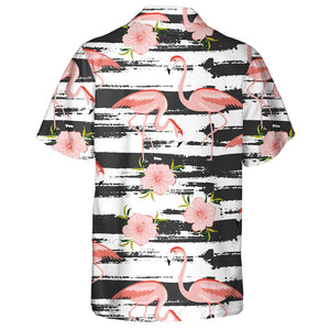 Pink Flamingo With Tropical Flowers Hawaiian Shirt,Hawaiian Shirt Gift, Christmas Gift