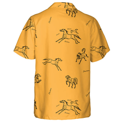 Black Outline Of A Running Horse On A Color Background Hawaiian Shirt, Hawaiian Shirt Gift, Christmas Gift