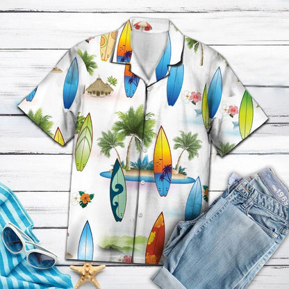Colorful Surfboard Gift For Surf Lover Pattern Hawaiian Shirt, Hawaiian Shirt Gift, Christmas Gift