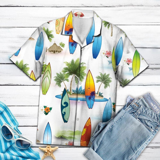 Colorful Surfboard Gift For Surf Lover Pattern Hawaiian Shirt, Hawaiian Shirt Gift, Christmas Gift