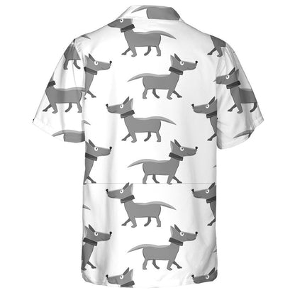 Cartoon Repeating Dog On White Isolated Background Hawaiian Shirt, Hawaiian Shirt Gift, Christmas Gift