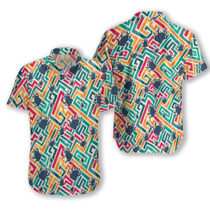 Cat In Colorful Maze Pattern Lovely Design Hawaiian Shirt, Hawaiian Shirt Gift, Christmas Gift