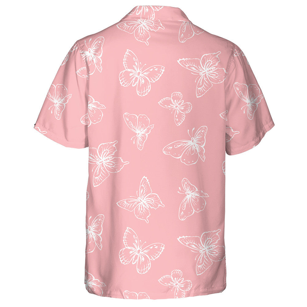 Big Cute Wild Flying Butterfly On Gentle Magenta Hawaiian Shirt, Hawaiian Shirt Gift, Christmas Gift