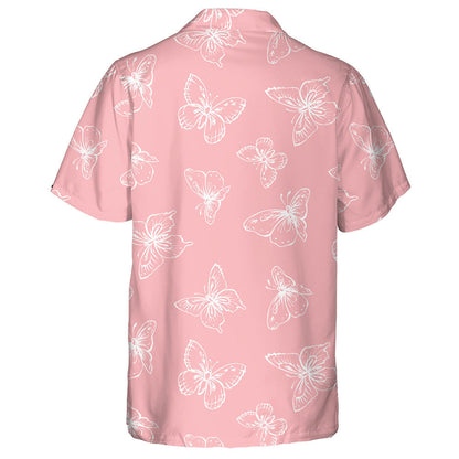 Big Cute Wild Flying Butterfly On Gentle Magenta Hawaiian Shirt, Hawaiian Shirt Gift, Christmas Gift