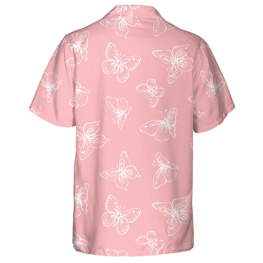 Big Cute Wild Flying Butterfly On Gentle Magenta Hawaiian Shirt, Hawaiian Shirt Gift, Christmas Gift