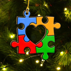 Autism Awareness Puzzle Love Ornament, Christmas Ornament Gift, Christmas Gift, Christmas Decoration