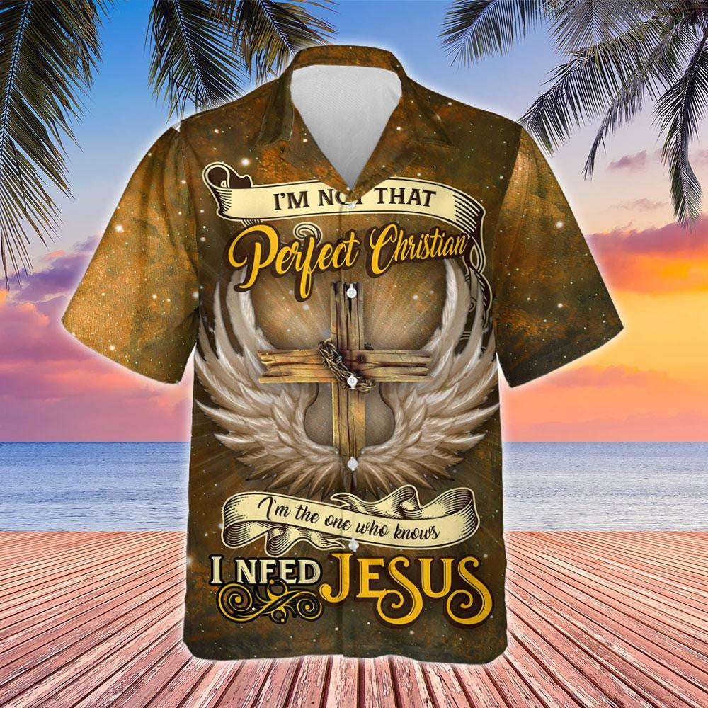 I Need Jesus Cross With Angel Wings Hawaiian Shirt, Hawaiian Shirt Gift, Christmas Gift