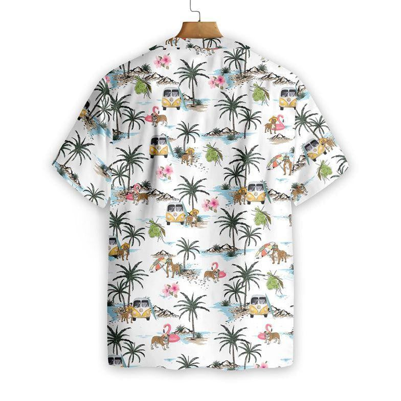 Pitbull On White Skin Pattern Hawaiian Shirt, Hawaiian Shirt Gift, Christmas Gift
