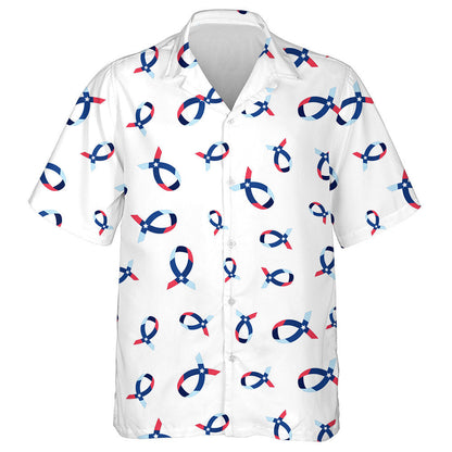 American Flag Ribbon National Theme On White Background Hawaiian Shirt, Hawaiian Shirt Gift, Christmas Gift
