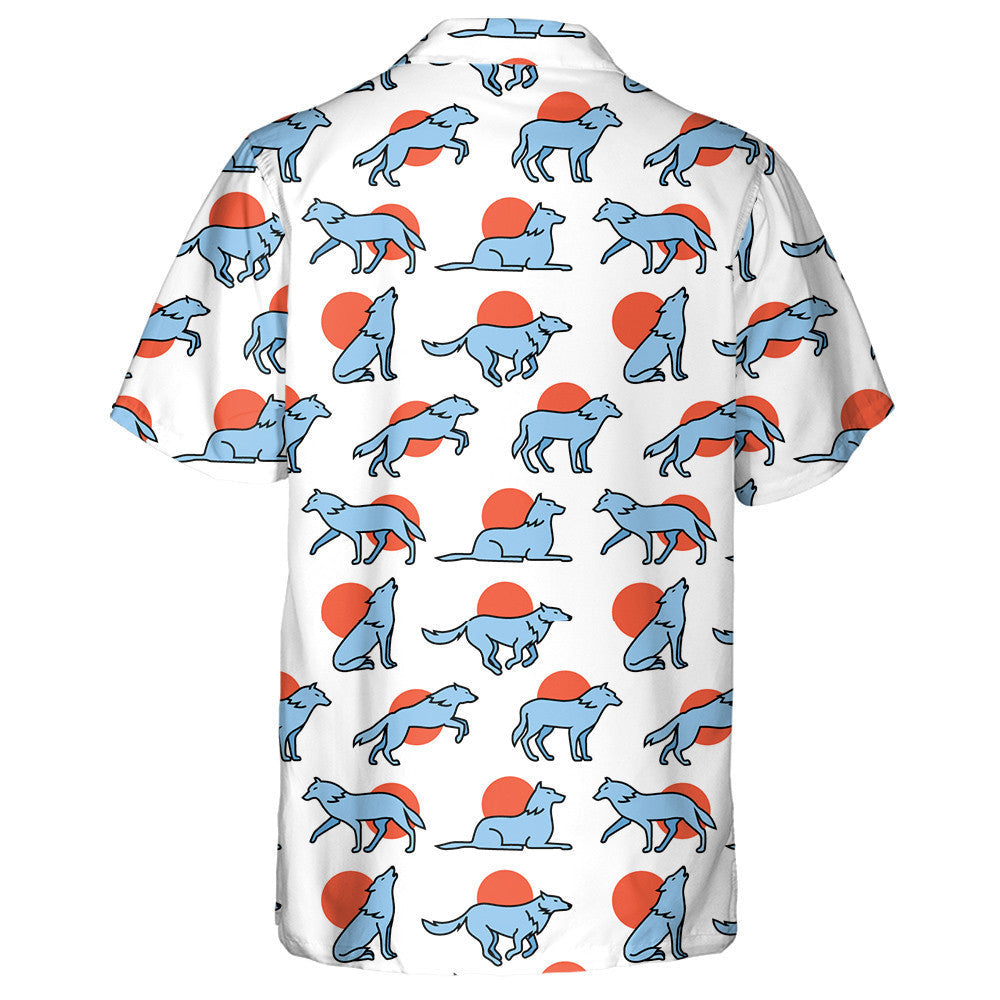 Hand Drawn Wolf Hauling At The Full Moon Hawaiian Shirt, Hawaiian Shirt Gift, Christmas Gift