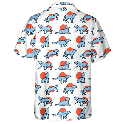 Hand Drawn Wolf Hauling At The Full Moon Hawaiian Shirt, Hawaiian Shirt Gift, Christmas Gift