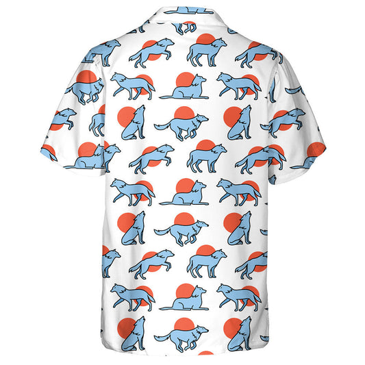Hand Drawn Wolf Hauling At The Full Moon Hawaiian Shirt, Hawaiian Shirt Gift, Christmas Gift