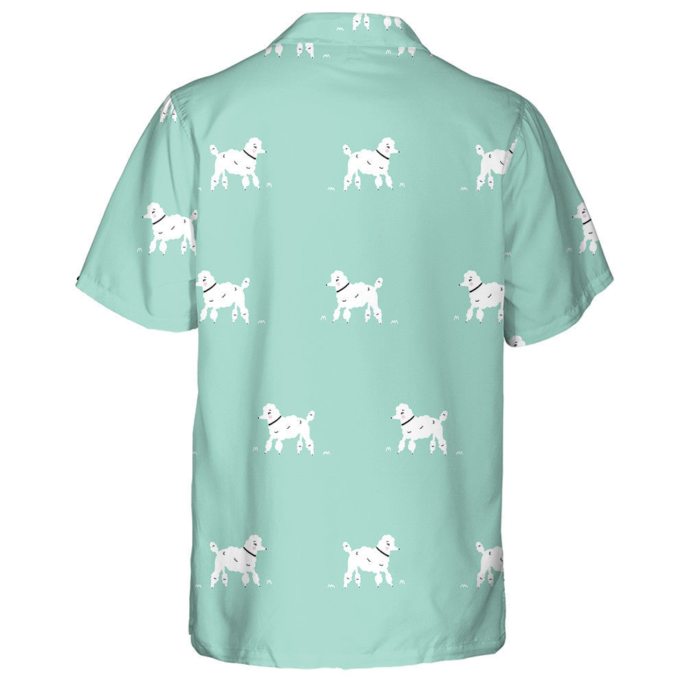 Cartoon White Dog Retro Hipster Poodle Dog Hawaiian Shirt, Hawaiian Shirt Gift, Christmas Gift