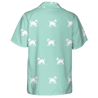 Cartoon White Dog Retro Hipster Poodle Dog Hawaiian Shirt, Hawaiian Shirt Gift, Christmas Gift
