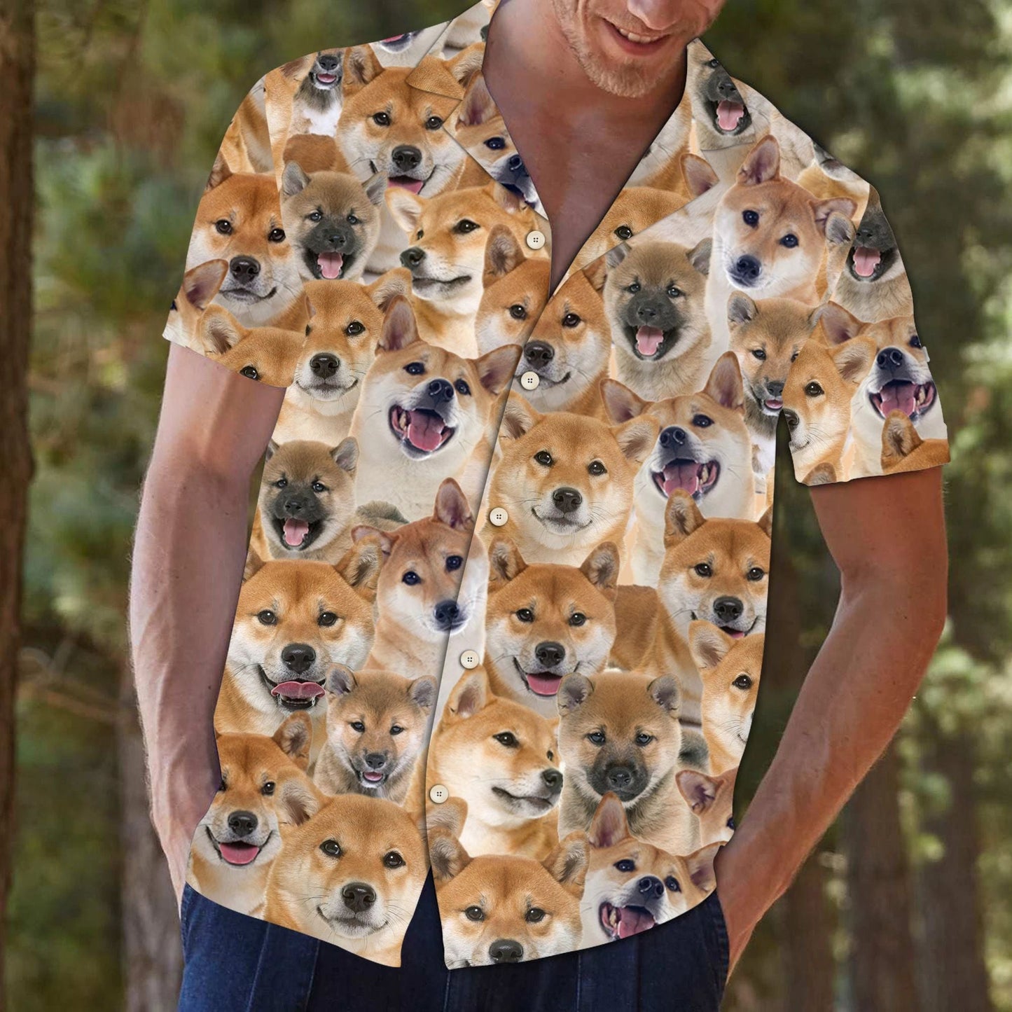 Shiba Inu Smile With You Design Hawaiian Shirt,Hawaiian Shirt Gift, Christmas Gift