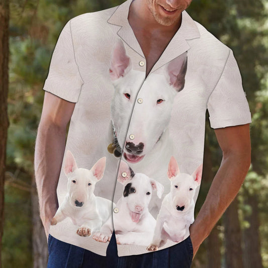 Lovely Bull Terrier Face Design Hawaiian Shirt, Hawaiian For Gift