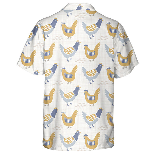 French Farmhouse Chicken Hen On Gray Background Hawaiian Shirt, Hawaiian Shirt Gift, Christmas Gift