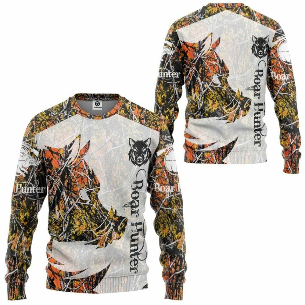 3D Wildschwein Jäger Orange Custom T-Shirt Hoodie Bekleidung