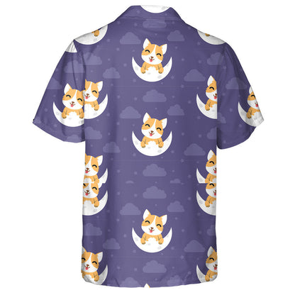 Happy Dog With Moon And Stars In Cartoon Background Hawaiian Shirt, Hawaiian Shirt Gift, Christmas Gift