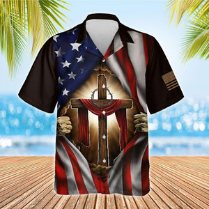 Wooden Cross Design Hawaiian Shirt Jesus Is My Savior, Hawaiian Shirt Gift, Christmas Gift