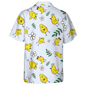 Adorable Chickens With Leaves And Flowers Hawaiian Shirt, Hawaiian For Gift