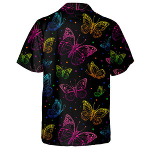 Abstract Neon Pink Blue And Purple Butterfly Silhouette Hawaiian Shirt, Hawaiian Shirt Gift, Christmas Gift