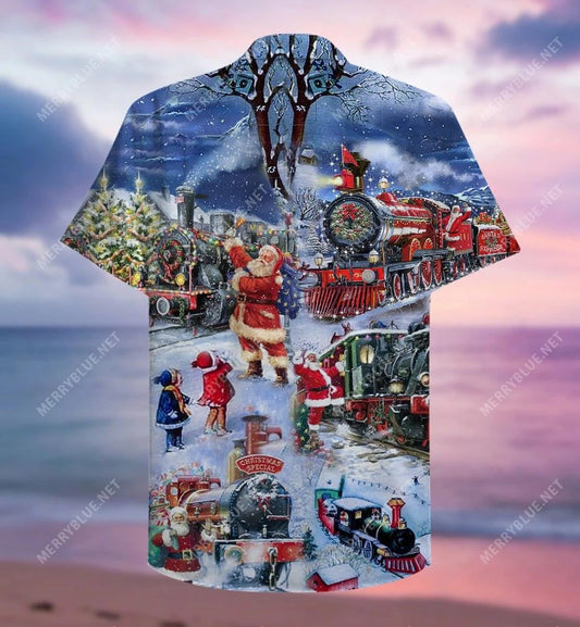 Train To Christmas Winter Season Holidays Hawaiian Shirt, Hawaiian Shirt Gift, Christmas Gift