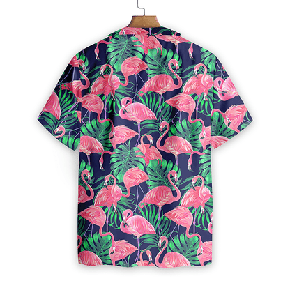 Fauna And Flora Tropical Flamingo Leaves Design Hawaiian Shirt, Hawaiian Shirt Gift, Christmas Gift