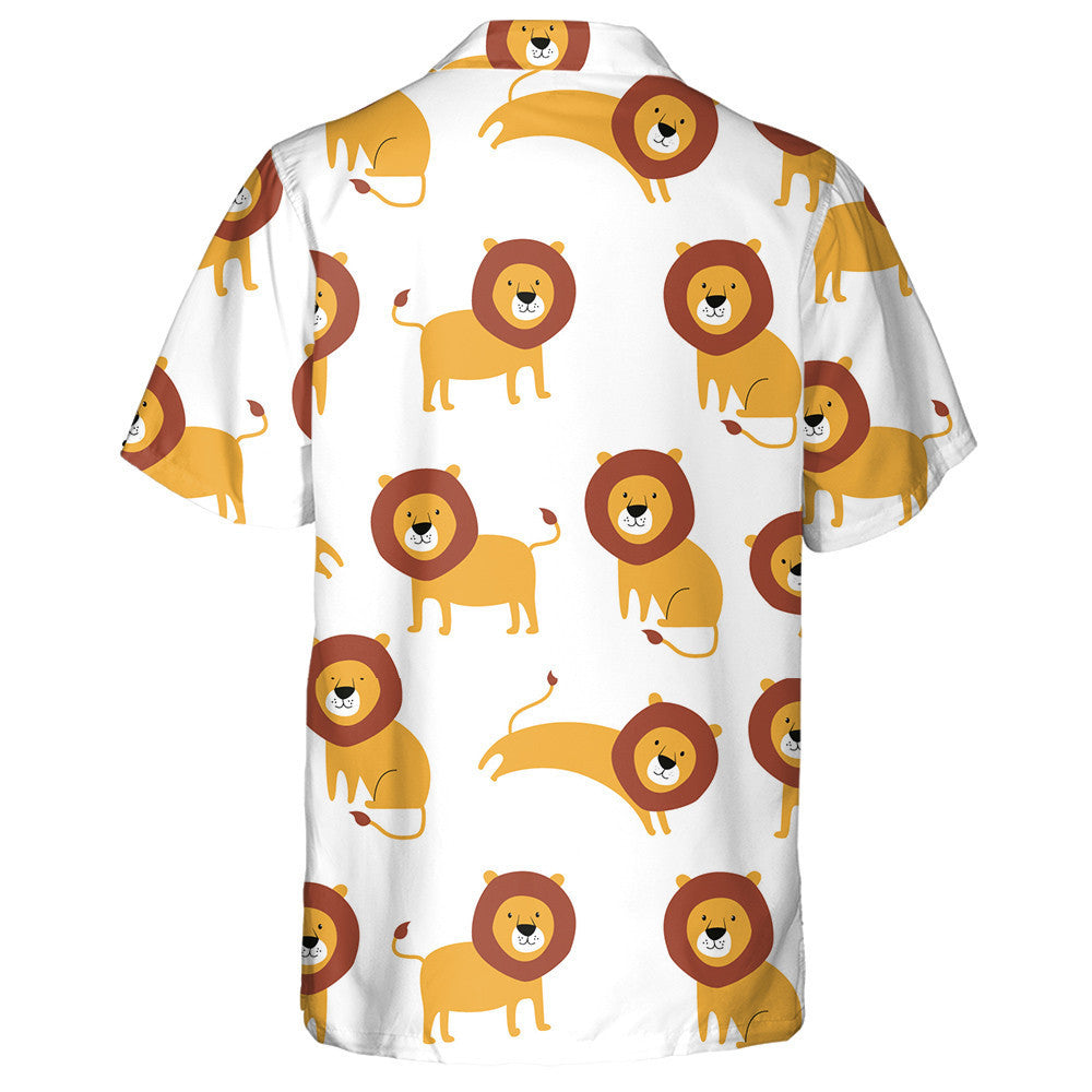 Funny Lion In Different Pose On White Background Hawaiian Shirt, Hawaiian Shirt Gift, Christmas Gift