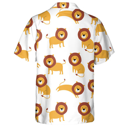 Funny Lion In Different Pose On White Background Hawaiian Shirt, Hawaiian Shirt Gift, Christmas Gift