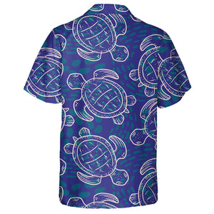 Abstract Ocean Tropical Turtle In Blue Hawaiian Shirt, Hawaiian Shirt Gift, Christmas Gift