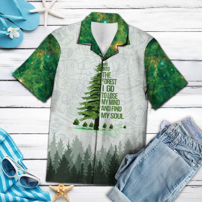 Into The Forest Hiking Camping In Forest Pattern Hawaiian Shirt, Hawaiian Shirt Gift, Christmas Gift