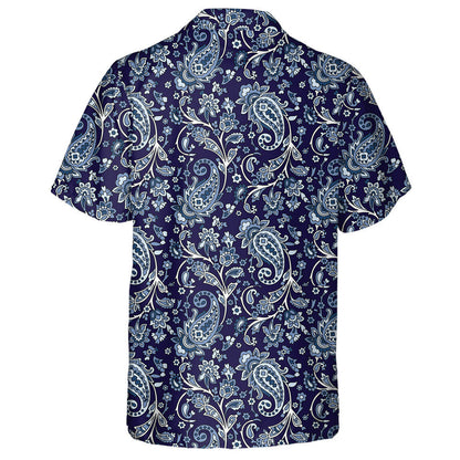 Traditional Indian Paisley Pattern On Dark Blue Background Hawaiian Shirt, Hawaiian Shirt Gift, Christmas Gift