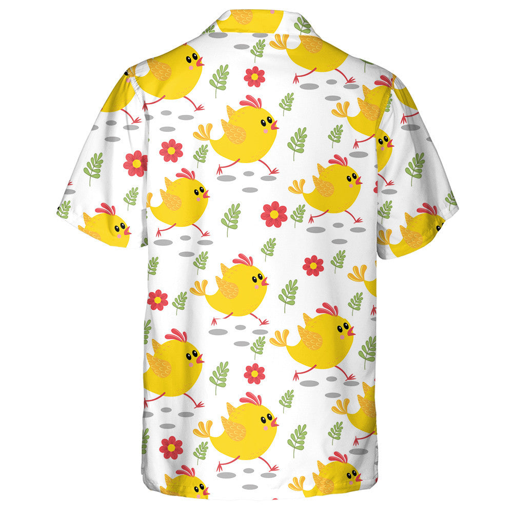 Running Chickens With Flowers And Butterflies 1 Hawaiian Shirt, Hawaiian Shirt Gift, Christmas Gift