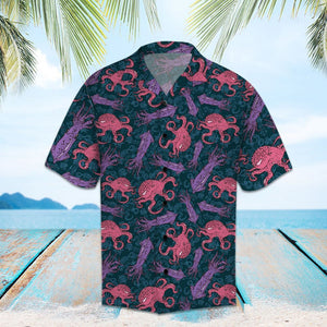 Amazing Octopus And Squid Pattern Hawaiian Shirt, Hawaiian For Gift