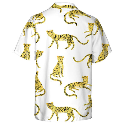 Cute Cartoon Leopard On White Background Hawaiian Shirt,Hawaiian Shirt Gift, Christmas Gift