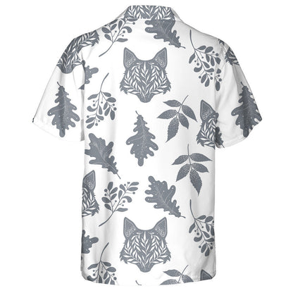 Silhouettes Of Wolf Animals And Plants With Floral Hawaiian Shirt, Hawaiian Shirt Gift, Christmas Gift