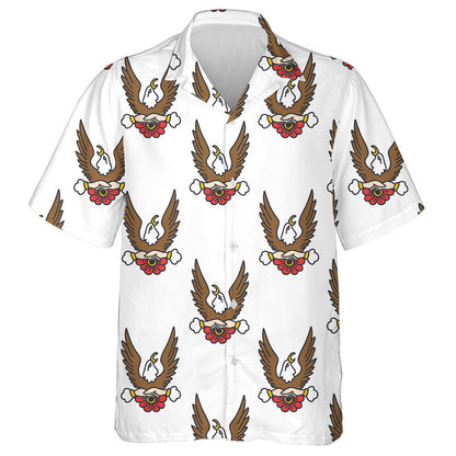Brown Eagle Raised Wing With Flower Hawaiian Shirt, Hawaiian For Gift